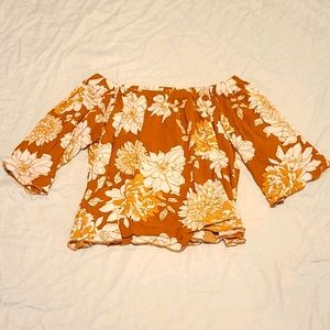 Burnt Orange Flare Sleeve Crop Top